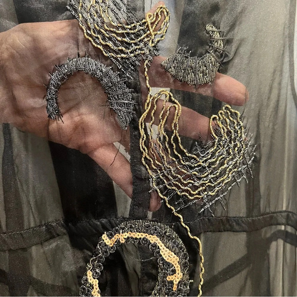 Legatte‎ Vintage Sheer Black Embroidered Long Line Vest. Size 10. - Picture 12 of 16